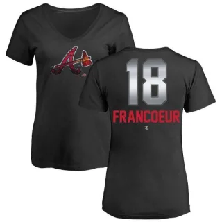 Jeff Francoeur Women's Atlanta Braves Midnight Mascot V-Neck T-Shirt - Black