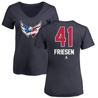 Jeff Friesen Women's Washington Capitals Name and Number Banner Wave V-Neck T-Shirt - Navy