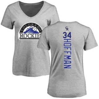 Jeff Hoffman Women's Colorado Rockies Backer Slim Fit T-Shirt - Ash