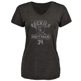 Jeff Hoffman Women's Colorado Rockies Base Runner Tri-Blend T-Shirt - Black