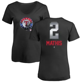 Jeff Mathis Women's Texas Rangers Midnight Mascot V-Neck T-Shirt - Black