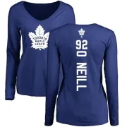 Jeff O'neill Women's Toronto Maple Leafs Backer V-Neck Long-Sleeve T-Shirt - Royal