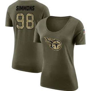 Jeffery Simmons Women's Tennessee Titans Salute to Service Olive Legend Scoop Neck T-Shirt