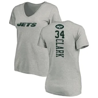 Jeremy Clark Women's New York Jets Backer V-Neck T-Shirt - Ash