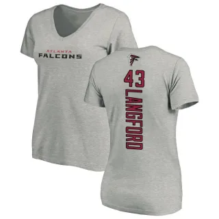 Jeremy Langford Women's Atlanta Falcons Backer V-Neck T-Shirt - Ash