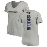 Jeremy Maclin Women's Baltimore Ravens Backer V-Neck T-Shirt - Ash