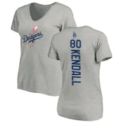 Jeren Kendall Women's Los Angeles Dodgers Backer Slim Fit T-Shirt - Ash