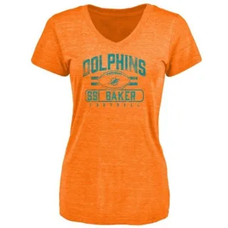 Jerome Baker Women's Miami Dolphins Flanker Tri-Blend T-Shirt - Orange