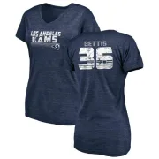 Jerome Bettis Women's Los Angeles Rams Retro Tri-Blend V-Neck T-Shirt - Navy