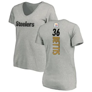 Jerome Bettis Women's Pittsburgh Steelers Backer V-Neck T-Shirt - Ash