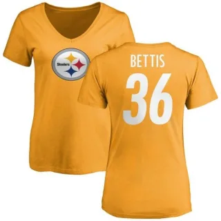 Jerome Bettis Women's Pittsburgh Steelers Name & Number Logo Slim Fit T-Shirt - Gold