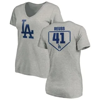 Jerry Reuss Women's Los Angeles Dodgers RBI Slim Fit V-Neck T-Shirt - Heathered Gray