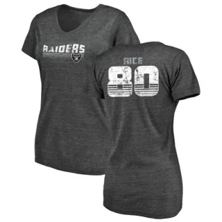 Jerry Rice Women's Oakland Raiders Retro Tri-Blend V-Neck T-Shirt - Black