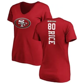 Jerry Rice Women's San Francisco 49ers Backer Slim Fit T-Shirt - Red