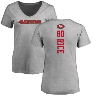 Jerry Rice Women's San Francisco 49ers Backer V-Neck T-Shirt - Ash