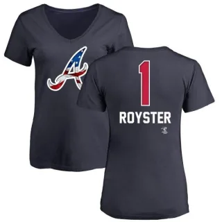 Jerry Royster Women's Atlanta Braves Name and Number Banner Wave V-Neck T-Shirt - Navy