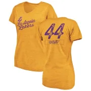 Jerry West Women's Los Angeles Lakers Gold Sideline Tri-Blend V-Neck T-Shirt