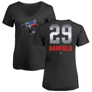 Jesse Barfield Women's Toronto Blue Jays Midnight Mascot V-Neck T-Shirt - Black