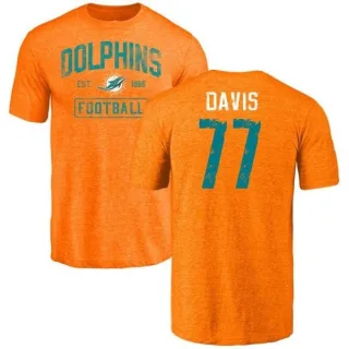 Jesse Davis Miami Dolphins Orange Distressed Name & Number Tri-Blend T-Shirt