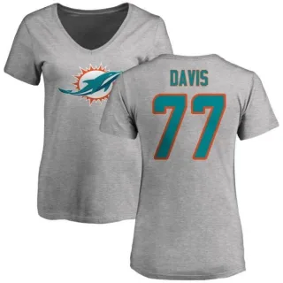 Jesse Davis Women's Miami Dolphins Name & Number Logo Slim Fit T-Shirt - Ash