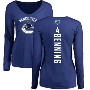 Jim Benning Women's Vancouver Canucks Backer V-Neck Long-Sleeve T-Shirt - Royal