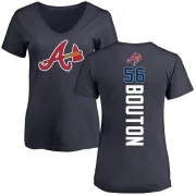 Jim Bouton Women's Atlanta Braves Backer Slim Fit T-Shirt - Navy