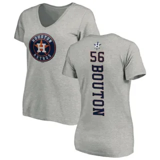 Jim Bouton Women's Houston Astros Backer Slim Fit T-Shirt - Ash