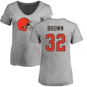 Jim Brown Women's Cleveland Browns Name & Number Logo Slim Fit T-Shirt - Ash