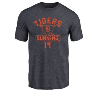 Jim Bunning Detroit Tigers Base Runner Tri-Blend T-Shirt - Navy