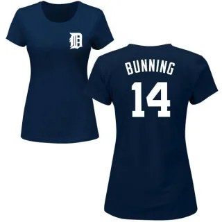 Jim Bunning Women's Detroit Tigers Name & Number T-Shirt - Navy