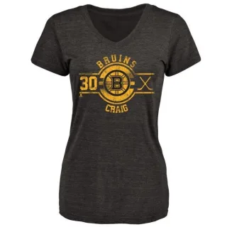 Jim Craig Women's Boston Bruins Insignia Tri-Blend T-Shirt - Black