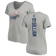 Jim Gilliam Women's Los Angeles Dodgers Backer Slim Fit T-Shirt - Ash