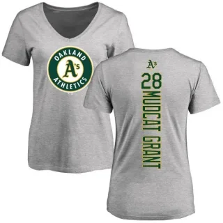 Jim Mudcat Grant Women's Oakland Athletics Backer Slim Fit T-Shirt - Ash