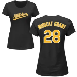 Jim Mudcat Grant Women's Oakland Athletics Name & Number T-Shirt - Black