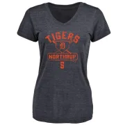 Jim Northrup Women's Detroit Tigers Base Runner Tri-Blend T-Shirt - Navy