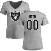 Jim Otto Women's Oakland Raiders Name & Number Logo Slim Fit T-Shirt - Ash