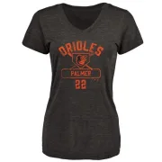 Jim Palmer Women's Baltimore Orioles Base Runner Tri-Blend T-Shirt - Black