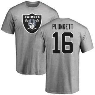 Jim Plunkett Oakland Raiders Name & Number Logo T-Shirt - Ash