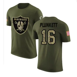 Jim Plunkett Oakland Raiders Olive Salute to Service Legend T-Shirt