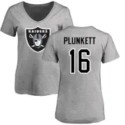 Jim Plunkett Women's Oakland Raiders Name & Number Logo Slim Fit T-Shirt - Ash