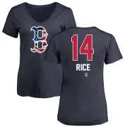 Jim Rice Women's Boston Red Sox Name and Number Banner Wave V-Neck T-Shirt - Navy