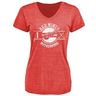 Jim Rutherford Women's Detroit Red Wings Insignia Tri-Blend T-Shirt - Red