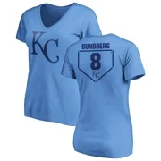 Jim Sundberg Women's Kansas City Royals RBI Slim Fit V-Neck T-Shirt - Light Blue