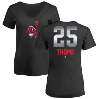 Jim Thome Women's Cleveland Indians Midnight Mascot V-Neck T-Shirt - Black