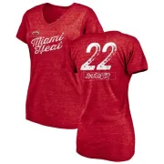 Jimmy Butler Women's Miami Heat Red Sideline Tri-Blend V-Neck T-Shirt