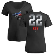 Jimmy Key Women's Toronto Blue Jays Midnight Mascot V-Neck T-Shirt - Black