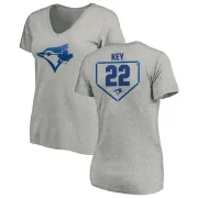 Jimmy Key Women's Toronto Blue Jays RBI Slim Fit V-Neck T-Shirt - Heathered Gray