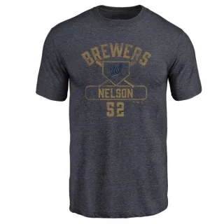 Jimmy Nelson Milwaukee Brewers Base Runner Tri-Blend T-Shirt - Navy