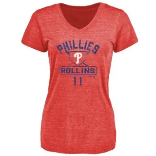 Jimmy Rollins Women's Philadelphia Phillies Base Runner Tri-Blend T-Shirt - Red