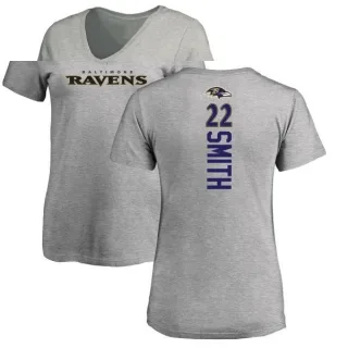 Jimmy Smith Women's Baltimore Ravens Backer V-Neck T-Shirt - Ash